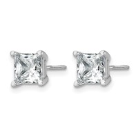 14K White Gold Princess Four Prong 3ct Screwback Post Earring Mountings view 2