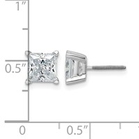 14K White Gold Princess Four Prong 3ct Screwback Post Earring Mountings view 4