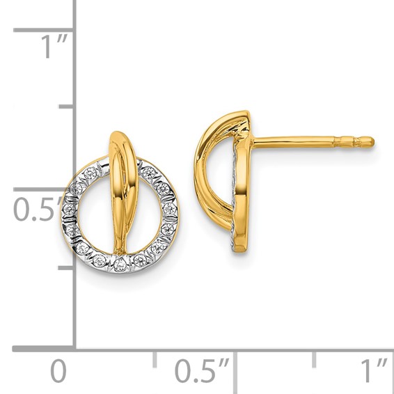 14K Polished 1/10 carat Diamond Open Circle Drop Post Earrings