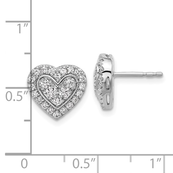 14k White Gold 3/4 carat Lab Grown Diamond VS/SI+ G+ Complete Halo Heart Post Earrings