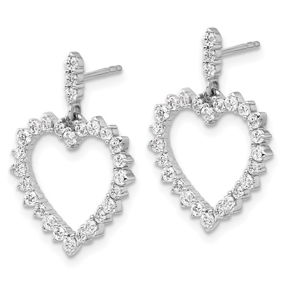 14k White Gold 1 carat Lab Grown Diamond VS/SI+ G+ Complete Dangle Heart Post Earrings
