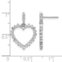 14K White Gold 1 Carat Lab Grown Diamond VS SI+ G+ Complete Dangle Heart Post Earrings view 4
