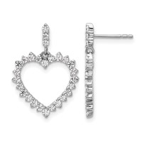 14K White Gold 1 Carat Lab Grown Diamond VS SI+ G+ Complete Dangle Heart Post Earrings view 1