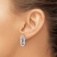 14K White Gold 0.62 Carat Lab Grown Diamond VS SI+ G+ Complete Oval Post Earrings view 3