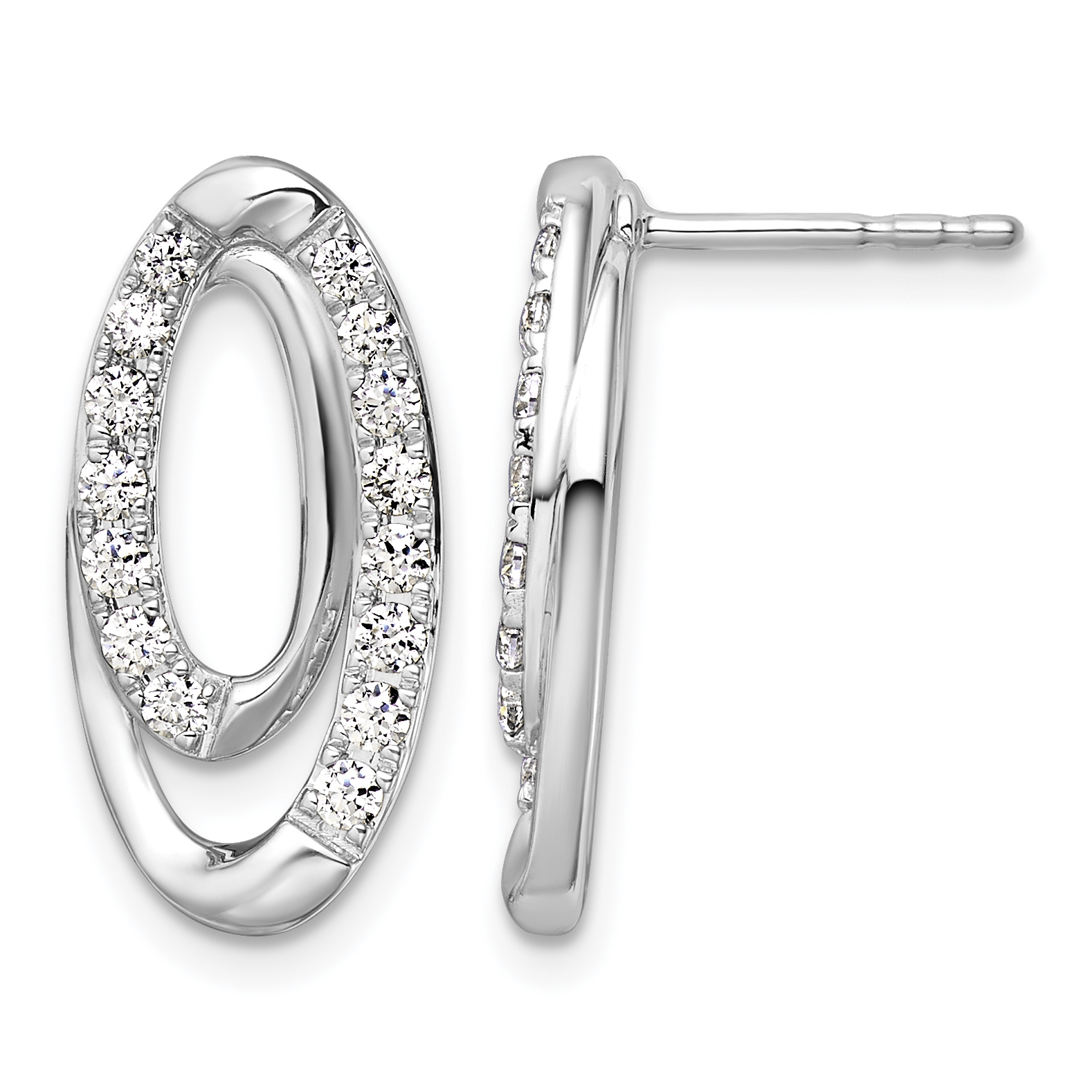 14k White Gold 5/8 carat Lab Grown Diamond VS/SI+ G+ Complete Oval Post Earrings (EM10208-063-WLG)