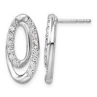 14K White Gold 0.62 Carat Lab Grown Diamond VS SI+ G+ Complete Oval Post Earrings view 1