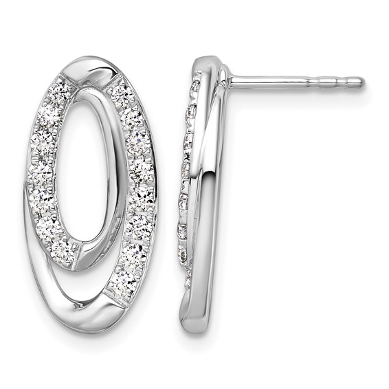 14k White Gold 5/8 carat Lab Grown Diamond VS/SI+ G+ Complete Oval Post Earrings