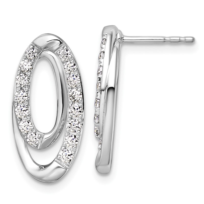 14k White Gold 5/8 carat Lab Grown Diamond VS/SI+ G+ Complete Oval Post Earrings