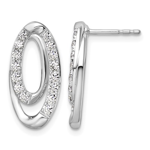 14K White Gold 0.62 Carat Lab Grown Diamond VS SI+ G+ Complete Oval Post Earrings
