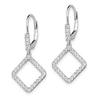 14K White Gold 0.50 Carat Lab Grown Diamond VS SI+ G+ Complete Dangle Square Leverback Earrings view 2