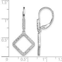 14K White Gold 0.50 Carat Lab Grown Diamond VS SI+ G+ Complete Dangle Square Leverback Earrings view 4