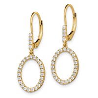 14K Yellow Gold 0.50 Carat Lab Grown Diamond VS SI+ G+ Complete Dangle Oval Leverback Earrings view 2