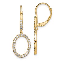 14K Yellow Gold 0.50 Carat Lab Grown Diamond VS SI+ G+ Complete Dangle Oval Leverback Earrings view 1