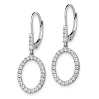 14K White Gold 0.50 Carat Lab Grown Diamond VS SI+ G+ Complete Dangle Oval Leverback Earrings view 2