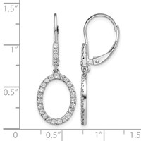 14K White Gold 0.50 Carat Lab Grown Diamond VS SI+ G+ Complete Dangle Oval Leverback Earrings view 4