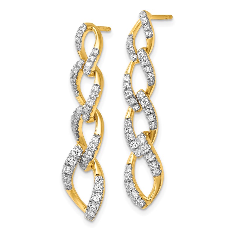 14K Lab Grown Diamond VS/SI+ G+ Twisted Link Post Dangle Earrings