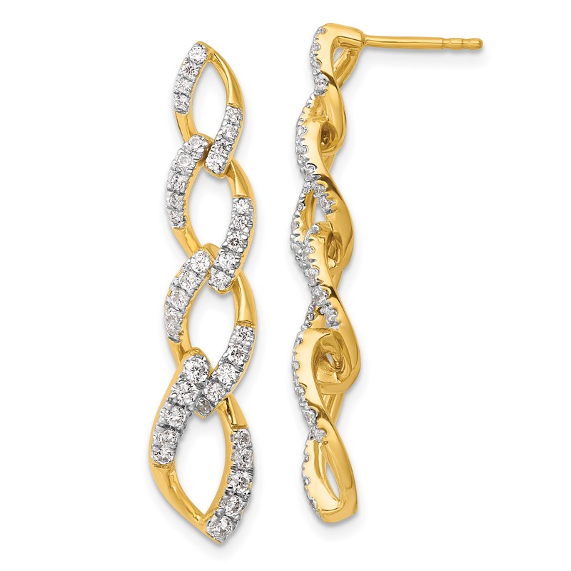 14K Lab Grown Diamond VS/SI+ G+ Twisted Link Post Dangle Earrings