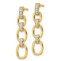14K Yellow Gold 0.17 Carat Lab Grown Diamond VS SI+ G+ Complete Fashion Dangle Link Post Earrings view 2