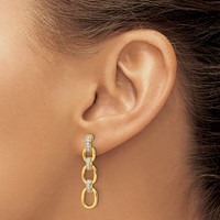 14K Yellow Gold 0.17 Carat Lab Grown Diamond VS SI+ G+ Complete Fashion Dangle Link Post Earrings view 3