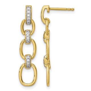 14k 1/6 carat Lab Grown Diamond VS/SI+ G+ Complete Fashion Dangle Link Post Earrings