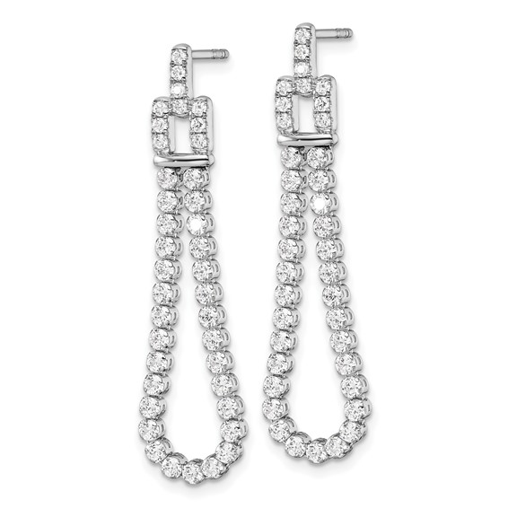 14k White Gold 1 5/8 carat Lab Grown Diamond VS/SI+ G+ Complete Dangle Loop Post Earrings