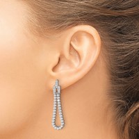 14K White Gold 1.62 Carat Lab Grown Diamond VS SI+ G+ Complete Dangle Loop Post Earrings view 3
