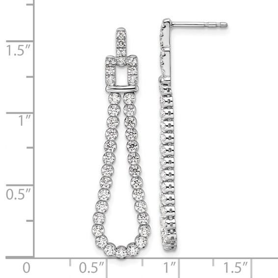 14k White Gold 1 5/8 carat Lab Grown Diamond VS/SI+ G+ Complete Dangle Loop Post Earrings