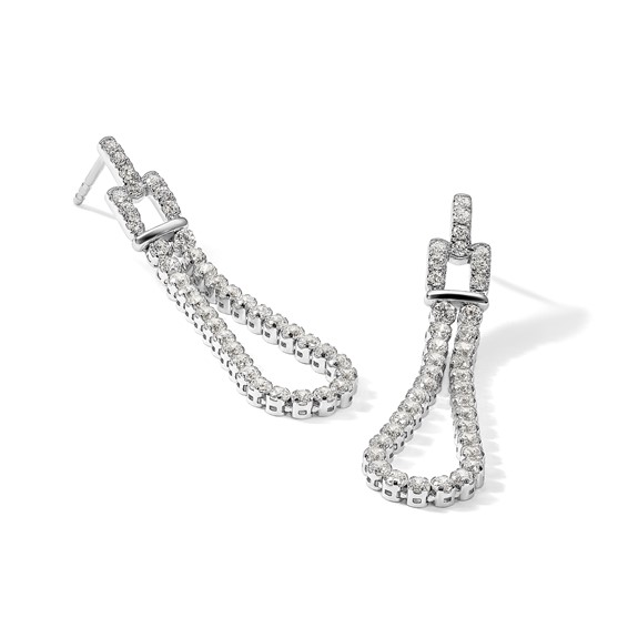 14k White Gold 1 5/8 carat Lab Grown Diamond VS/SI+ G+ Complete Dangle Loop Post Earrings
