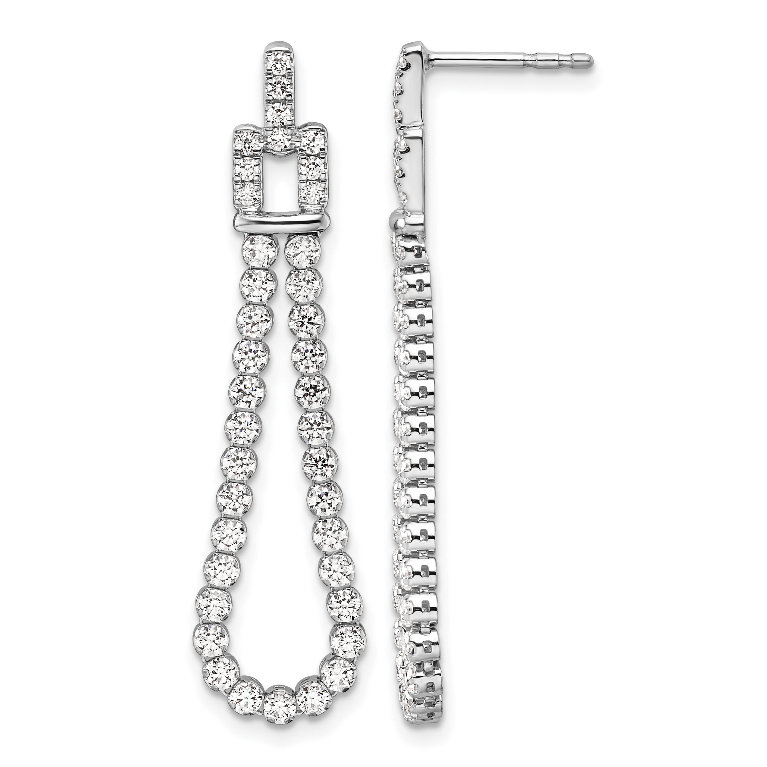 14k White Gold 1 5/8 carat Lab Grown Diamond VS/SI+ G+ Complete Dangle Loop Post Earrings (EM10215-165-WLG)