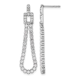 14k White Gold 1 5/8 carat Lab Grown Diamond VS/SI+ G+ Complete Dangle Loop Post Earrings