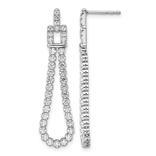 14K White Gold 1.62 Carat Lab Grown Diamond VS SI+ G+ Complete Dangle Loop Post Earrings