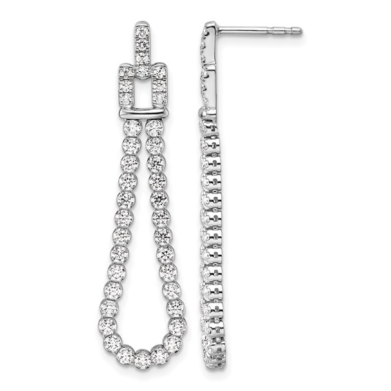 14k White Gold 1 5/8 carat Lab Grown Diamond VS/SI+ G+ Complete Dangle Loop Post Earrings