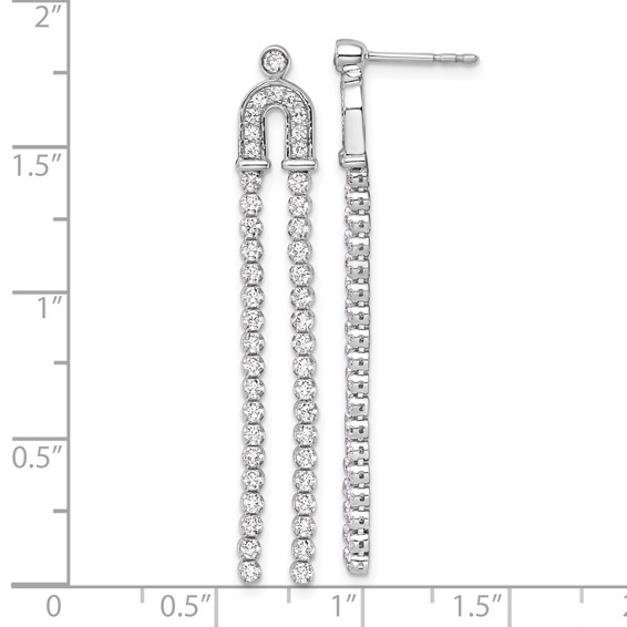 14k White Gold 2 carat Lab Grown Diamond VS/SI+ G+ Complete Dangle Post Earrings