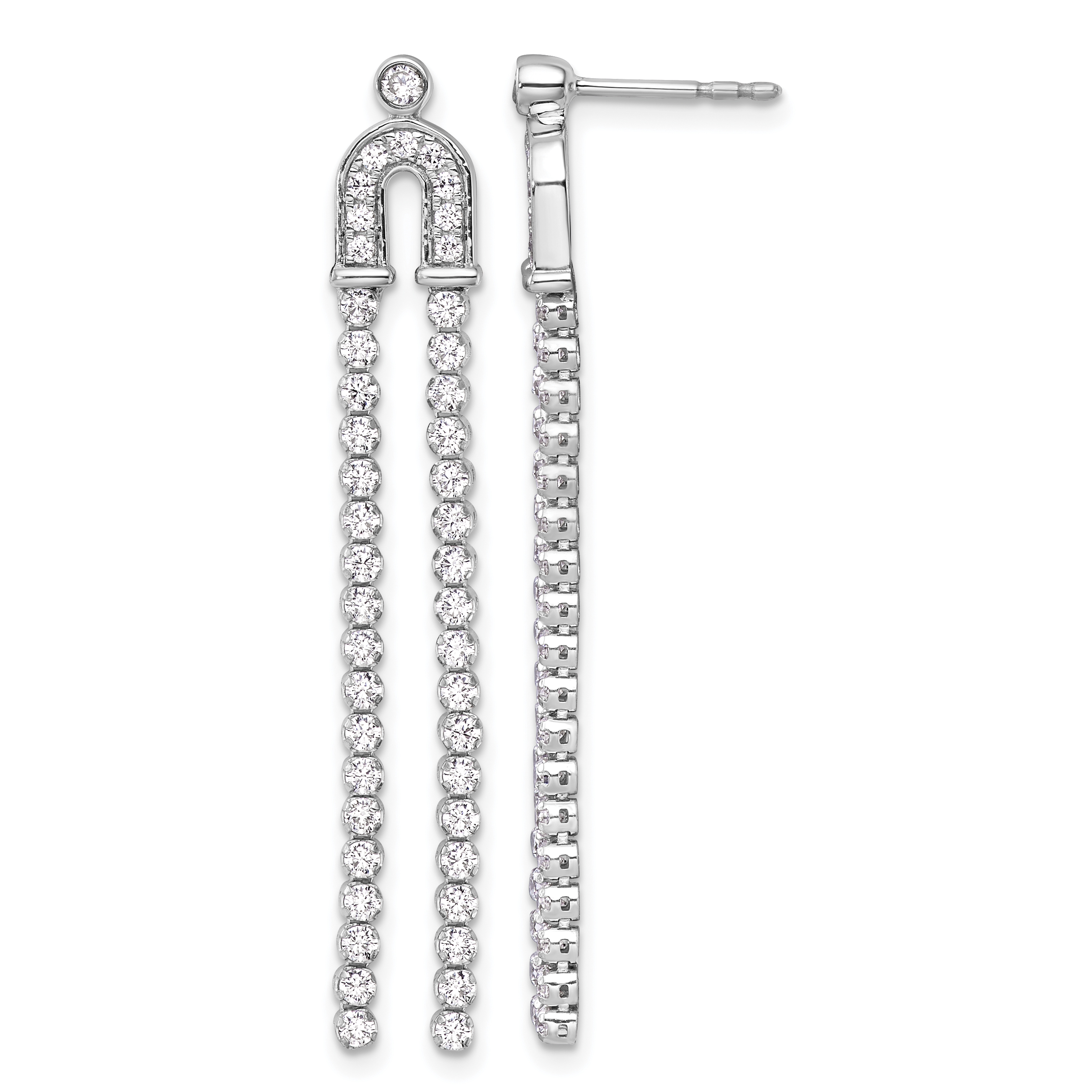 14k White Gold 2 carat Lab Grown Diamond VS/SI+ G+ Complete Dangle Post Earrings (EM10216-200-WLG)