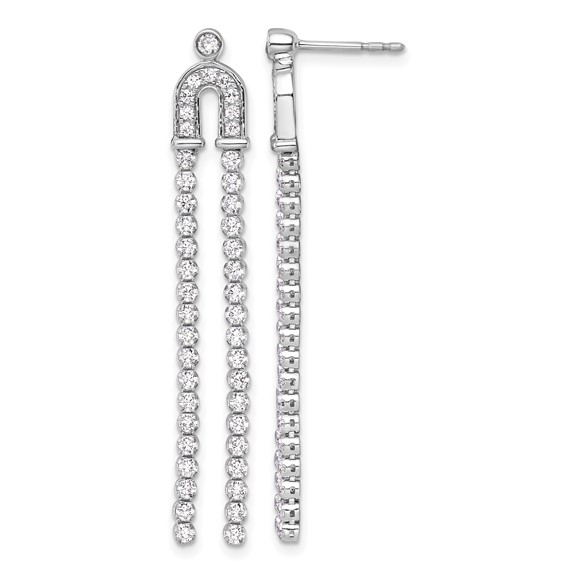 14k White Gold 2 carat Lab Grown Diamond VS/SI+ G+ Complete Dangle Post Earrings