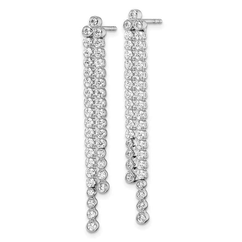 14k White Gold 1 5/8 carat Lab Grown Diamond VS/SI+ G+ Complete Dangle Post Earrings