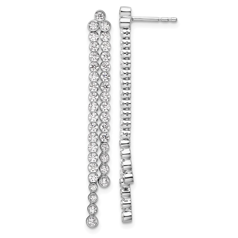 14k White Gold 1 5/8 carat Lab Grown Diamond VS/SI+ G+ Complete Dangle Post Earrings