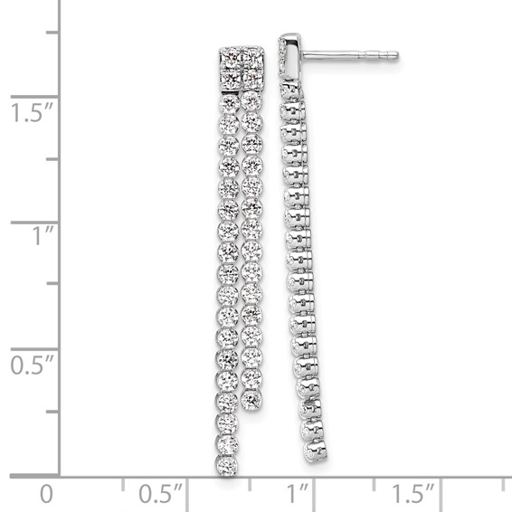 14k White Gold 1 7/8 carat Lab Grown Diamond VS/SI+ G+ Complete Dangle Post Earrings