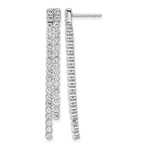 14k White Gold 1 7/8 carat Lab Grown Diamond VS/SI+ G+ Complete Dangle Post Earrings