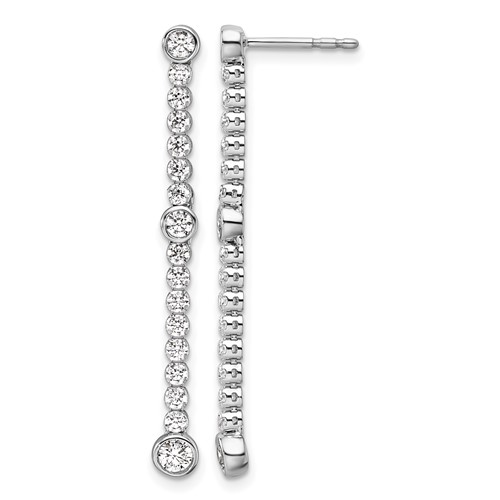 14K White Gold 1 Carat Lab Grown Diamond VS SI+ G+ Complete Dangle Post Earrings