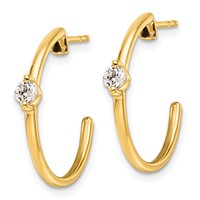 14K Yellow Gold 0.25 Carat Lab Grown Diamond VS SI+ G+ Complete C-Hoop Post Earrings view 2