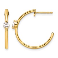 14K Yellow Gold 0.25 Carat Lab Grown Diamond VS SI+ G+ Complete C-Hoop Post Earrings view 1