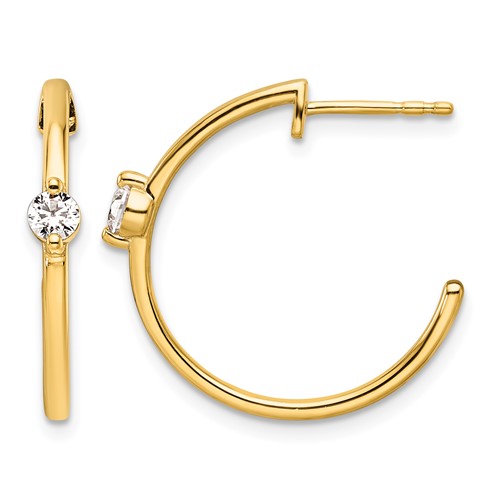 14K Yellow Gold 0.25 Carat Lab Grown Diamond VS SI+ G+ Complete C-Hoop Post Earrings