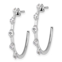 14K White Gold 0.38 Carat Lab Grown Diamond VS SI+ G+ Complete C-Hoop Post Earrings view 2