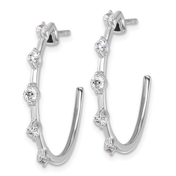 Gold Diamond J-Hoop Earrings
