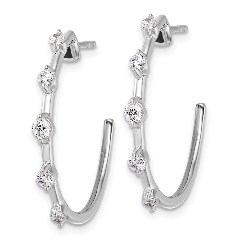 14k White Gold 3/8 carat Lab Grown Diamond VS/SI+ G+ Complete C-Hoop Post Earrings