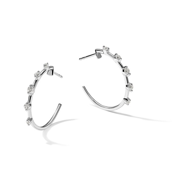 Gold Diamond J-Hoop Earrings