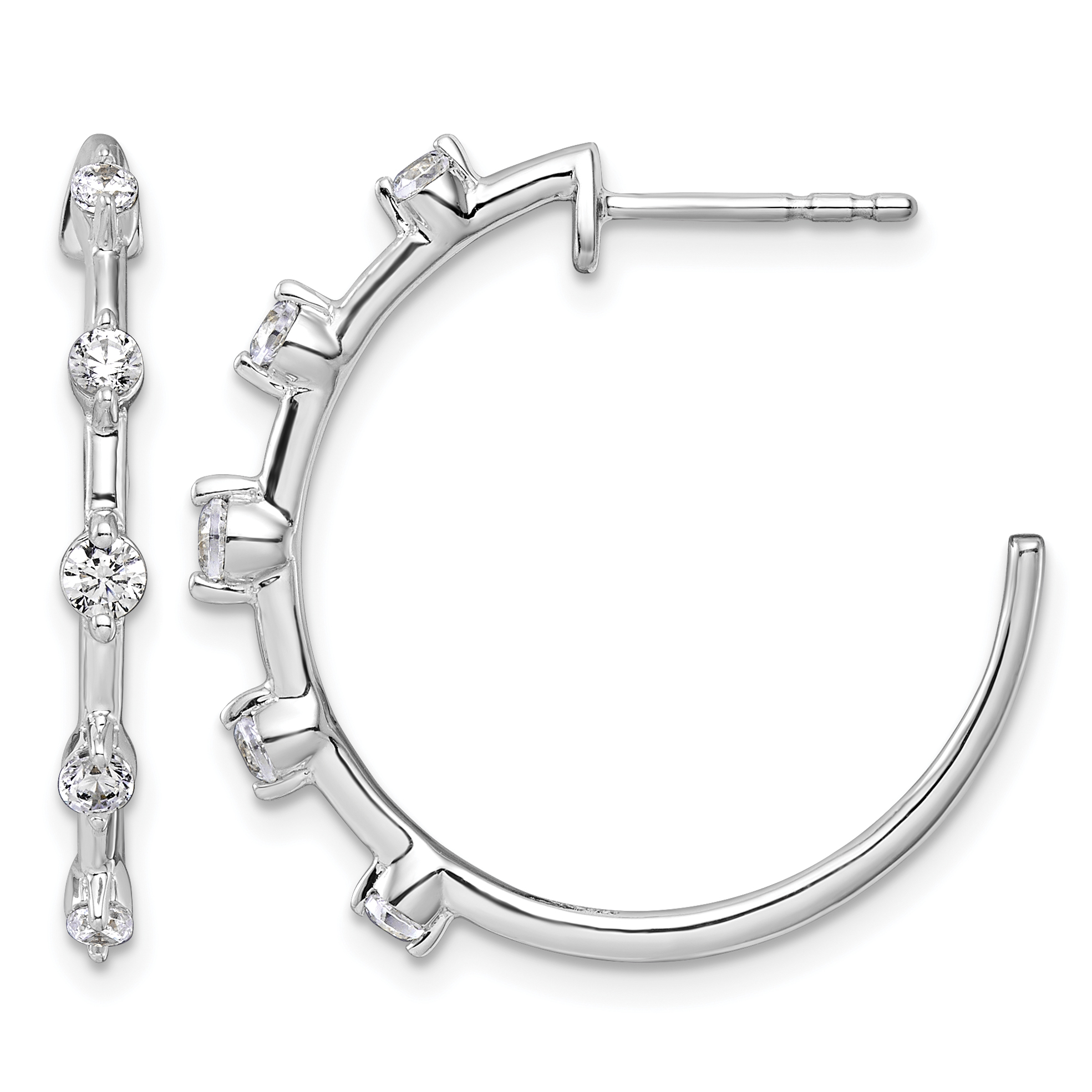 14k White Gold 3/8 carat Lab Grown Diamond VS/SI+ G+ Complete C-Hoop Post Earrings (EM10223-045-WLG)
