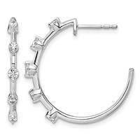 14K White Gold 0.38 Carat Lab Grown Diamond VS SI+ G+ Complete C-Hoop Post Earrings view 1
