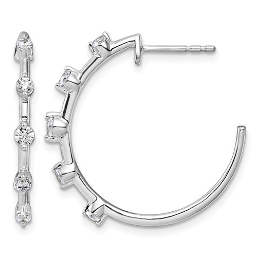 14K White Gold 0.38 Carat Lab Grown Diamond VS SI+ G+ Complete C-Hoop Post Earrings